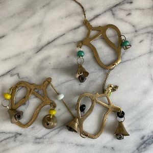 Vintage Brass Windchimes- garden decor, cottage decor, boho decor